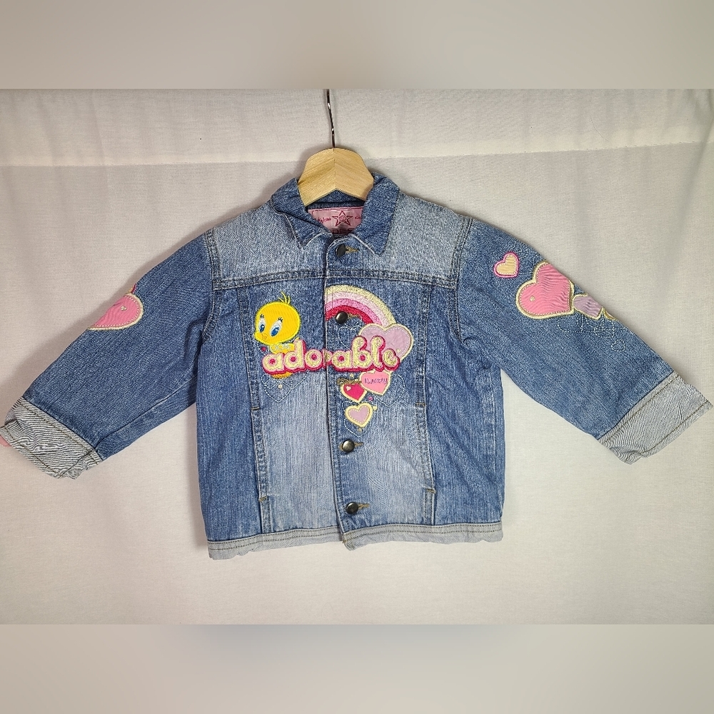Vintage JH Design Size 3T Looney Tunes Tweety "Adorable" Jean Jacket Denim